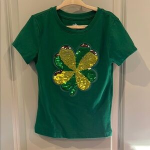 Green Sequin Clover Kids T-Shirt